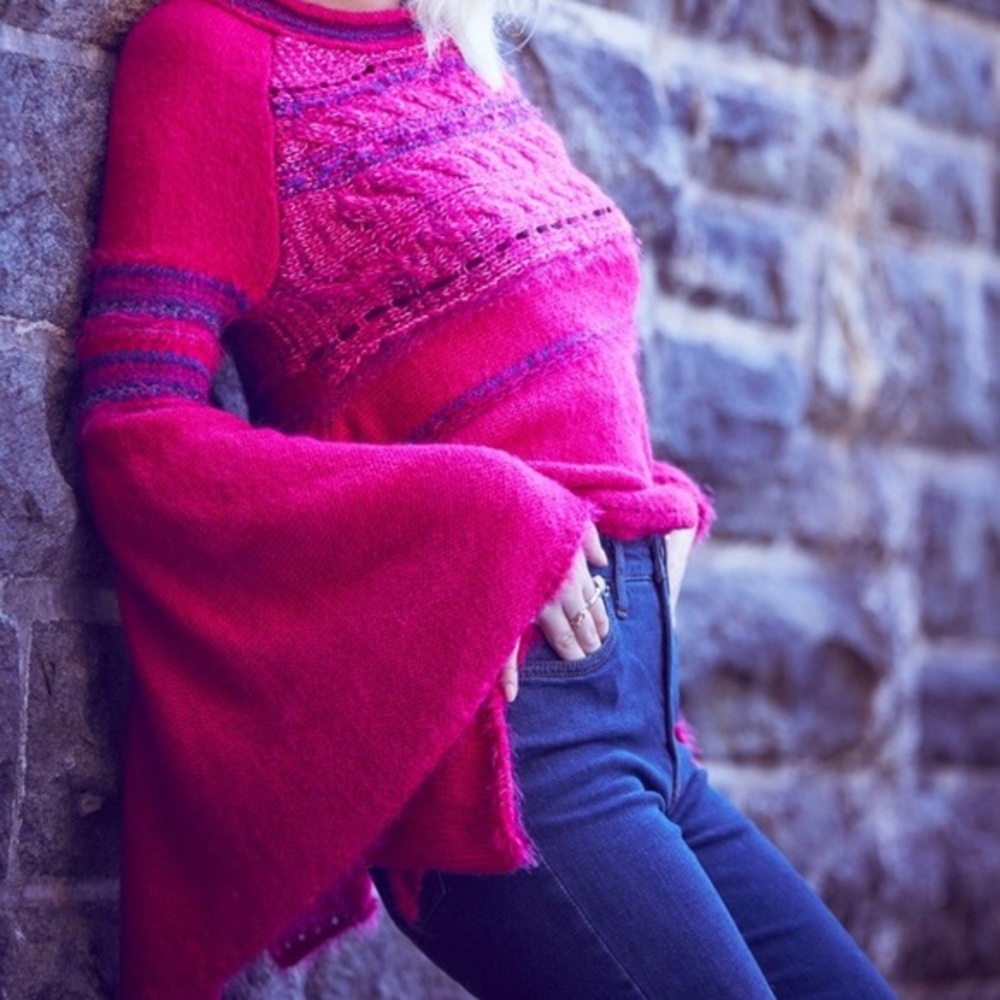 Free People craft time fuchsia shearer size xs